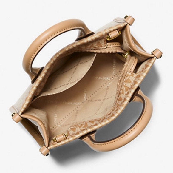 Michael Kors Mirella Extra-Small Ombré Logo Crossbody XBODY ShopperBag Camel NWT - Picture 11 of 16